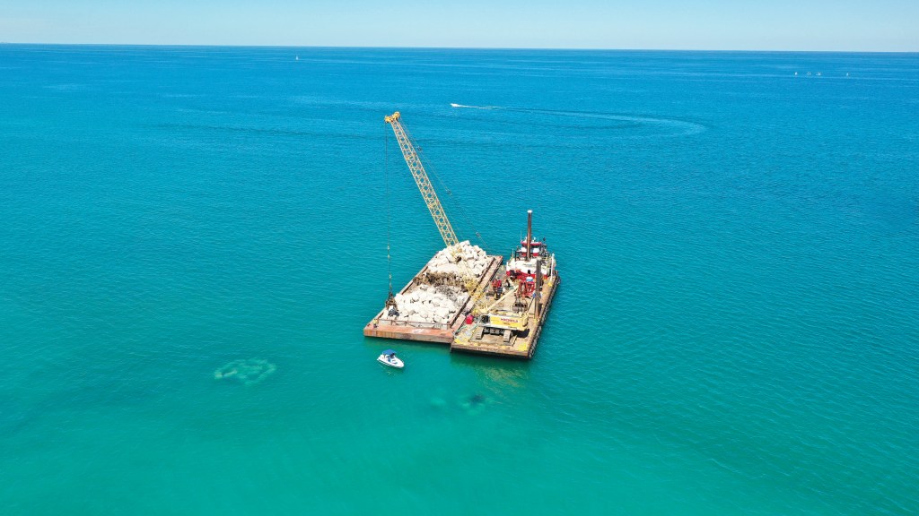 In 2020, a contractor built underwater reefs about the length of a tennis court away from Fort Sheridan's shoreline.