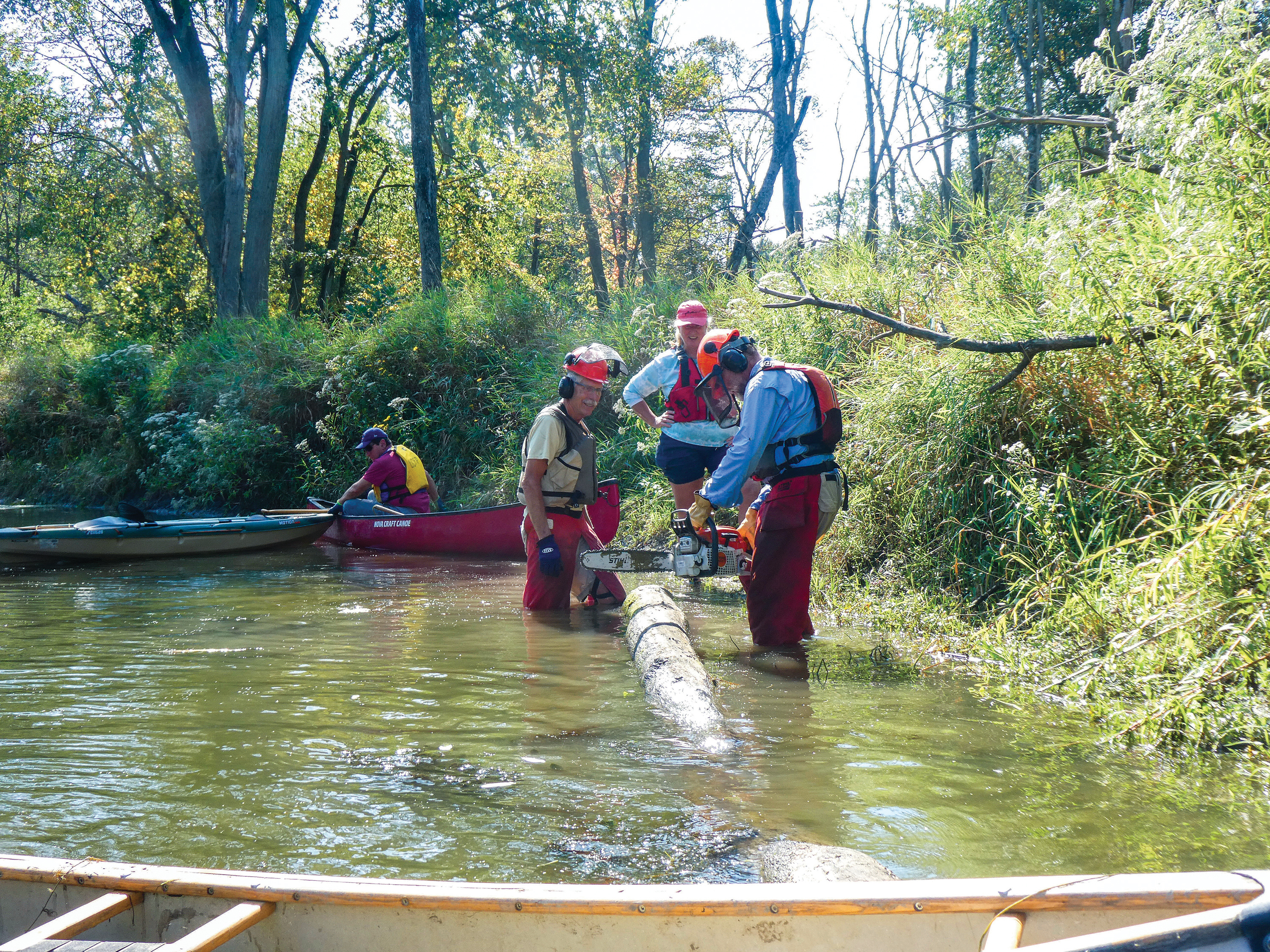 The Des Plaines River Stewards remove trash and logjams from the waterway throughout Lake County.